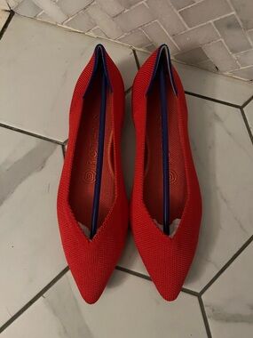 Rothy's Bright Red Pointed Knit Flats